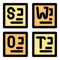 Swot analysis chart representing strengths, weaknesses, opportunities, and threats vector