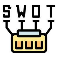 Swot analysis chart connecting to strengths, weaknesses, opportunities, and threats vector
