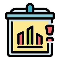 Flip chart showing growing bar graph with buttons for presentation vector
