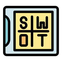 Swot analysis chart representing strengths, weaknesses, opportunities, and threats vector