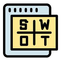 Swot analysis chart representing strengths, weaknesses, opportunities, and threats vector