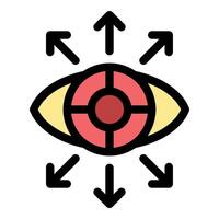 Eye targeting and tracking movement with arrows indicating direction vector