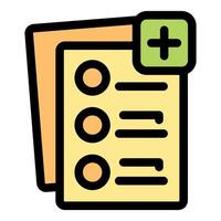 Adding new item to checklist icon representing task management vector