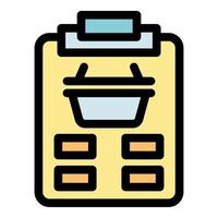Clipboard showing online shopping cart and order details vector