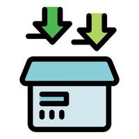 Downloading files into server storage box icon representing data transfer vector