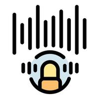 Finger touching screen creating sound waves and vibrations vector