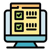 Online survey showing checkmarks on computer screen vector