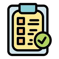 Clipboard showing checklist with check mark icon, completing tasks efficiently vector