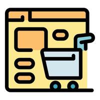 Online shopping cart leaving website window, exiting e commerce platform vector