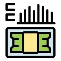 Money increasing shown by growing bar graph and banknotes vector