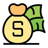 Money bag with dollar symbol and leaves representing savings and investment growth vector
