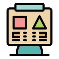 Interactive school board showing colorful geometric shapes for learning geometry vector