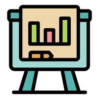 Flip chart showing bar graph and pencil for business presentations vector