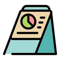 Desktop stand showing pie chart and data analysis results vector