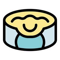 Smiling open tin can filled with custard or yogurt vector