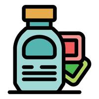 Ink bottle and colored cartridges for wide format printer or plotter vector