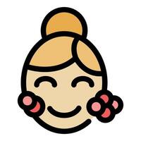 Beautician applying blush with a brush on a smiling face vector
