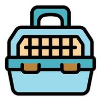 Light blue pet carrier protecting small animals during travel vector