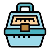 Light blue pet carrier protecting small domestic animals during travel vector