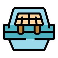 Open empty lunch box with wooden cutlery inside vector