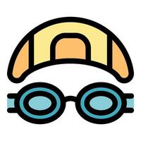 Swimmer goggles and cap icon representing swimming and pool activities vector