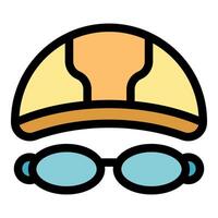 Swimming cap and goggles for professional swimmers training vector