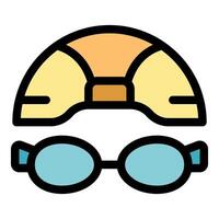 Swimmer equipment icon representing swimming cap and goggles vector