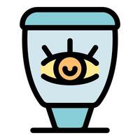 Smart toilet bowl observing with technological eye symbol vector