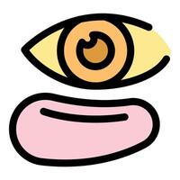 Eye looking down at contact lens, preparing for vision correction vector