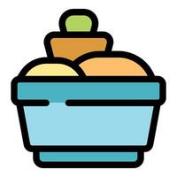 Fresh dough balls rising in a proving basket with starter dough vector