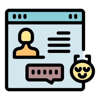 User profile page with hidden password and positive feedback showing customer satisfaction vector