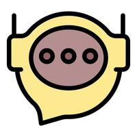 Cute robot chatting with three dots inside a speech bubble vector