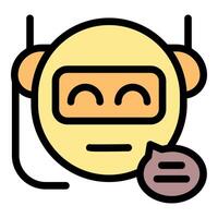 Chatbot showing speech bubble, engaging in online conversation vector