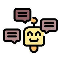 Friendly chatbot engaging in conversation with speech bubbles vector
