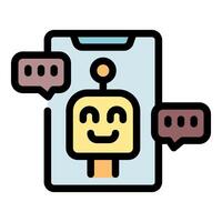 Chatbot providing customer support and answering questions on smartphone vector