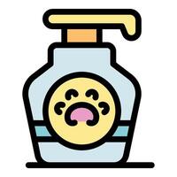 Pet shampoo bottle with paw print logo promoting hygiene and care vector