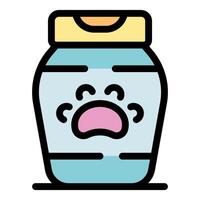 Closed jar of pet food with paw print showing through vector