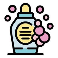 Detergent bottle making soap bubbles for laundry and dishwashing vector