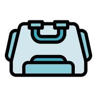 Light blue travel bag with handle and bottom compartment vector