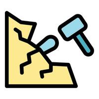 Hammer breaking ground representing demolition or excavation work vector