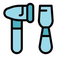 Reflex hammer and tuning fork creating vibrations for medical examination vector