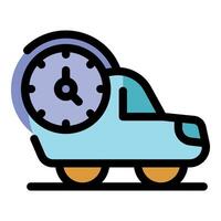 Express delivery car with clock symbolizing fast shipping vector
