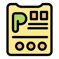Parking card showing parking permit information with letter p and three holes vector