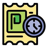 Parking ticket with clock showing time limit exceeded vector