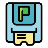 Parking meter inserting ticket for payment, parking management system vector