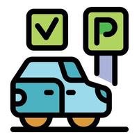 Car parking allowed with check mark symbol and parking sign vector