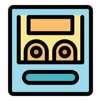 Audio cassette tape icon representing retro music and sound recording vector