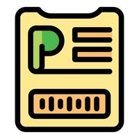 Parking card showing payment information and parking zone vector