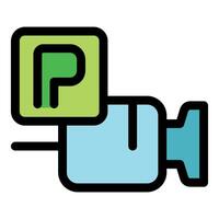 Parking security camera monitoring system icon representing vehicle safety and surveillance vector