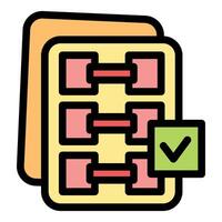 Workout plan showing dumbbells and check mark icon, completing fitness goals vector